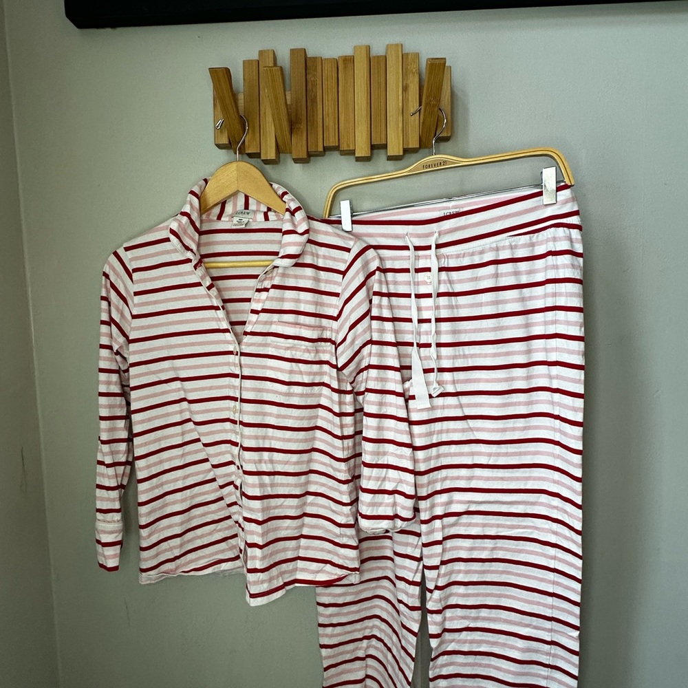 J Crew Striped Red and White Pajamas